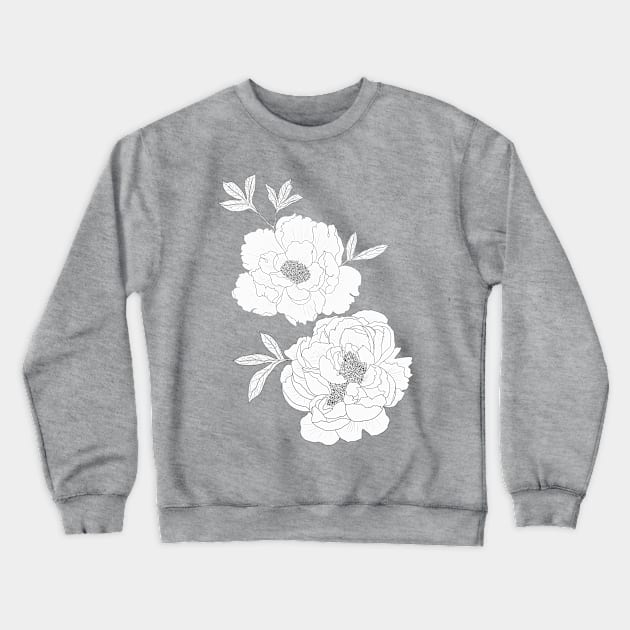 Grey Peony Pattern Crewneck Sweatshirt by AnitasArtStore